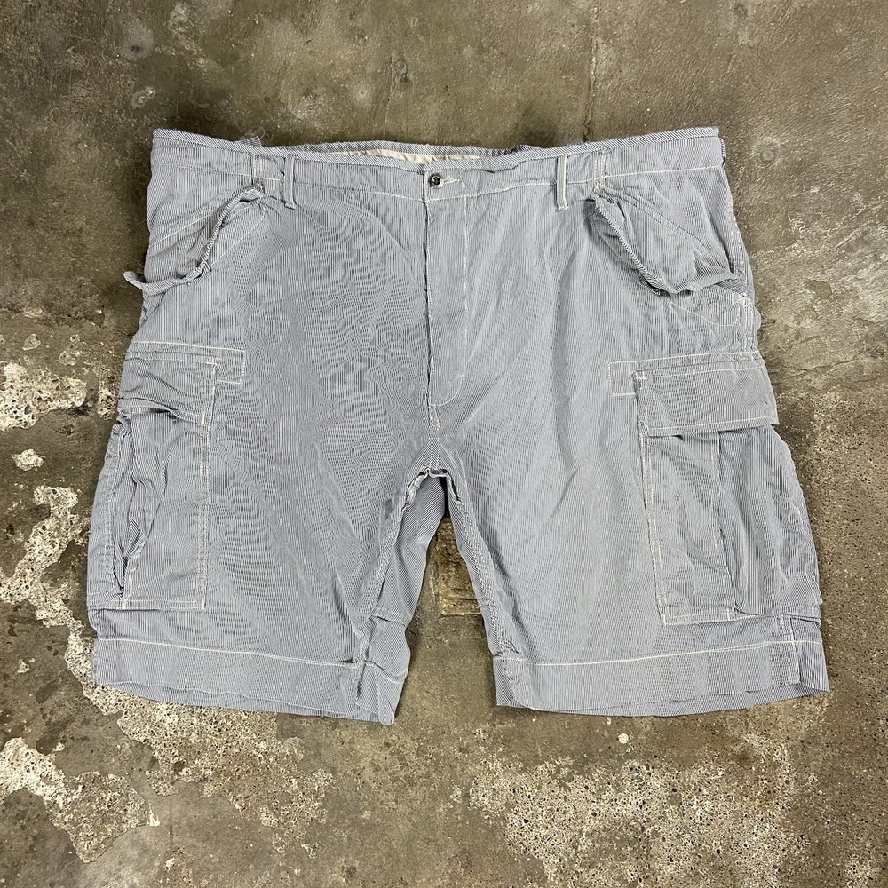 Vintage Polo Ralph Lauren Cargo Shorts Size 46 Blue‎ Hickory Stripe Utility Work